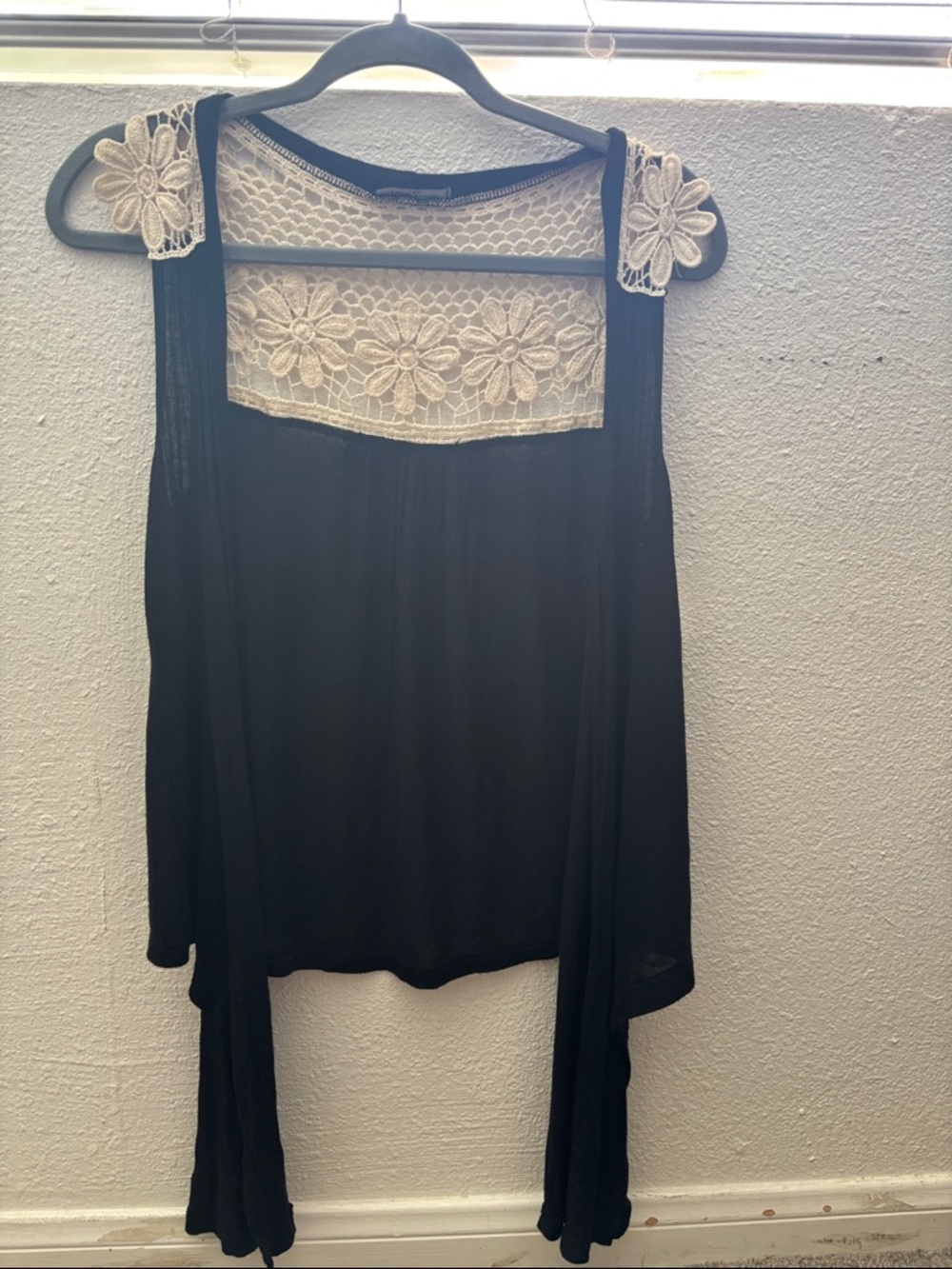Mossimo Supply Co. Black Tank with Ivory Floral Lace Yoke